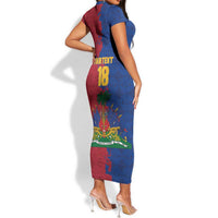 Custom Afro-Haitians Football Short Sleeve Bodycon Dress Les Grenadiers 2026 World Football - Wonder Print Shop