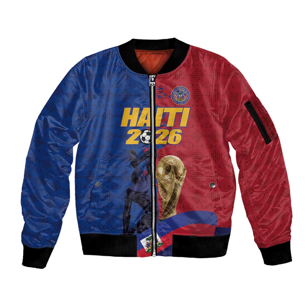 Custom Afro-Haitians Football Sleeve Zip Bomber Jacket Les Grenadiers 2026 World Football - Wonder Print Shop