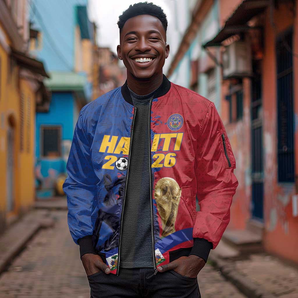 Custom Afro-Haitians Football Sleeve Zip Bomber Jacket Les Grenadiers 2026 World Football - Wonder Print Shop