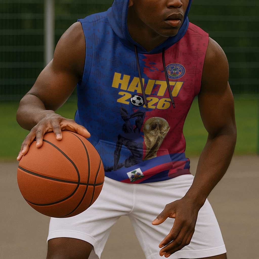 Custom Afro-Haitians Football Sleeveless Hoodie Les Grenadiers 2026 World Football - Wonder Print Shop
