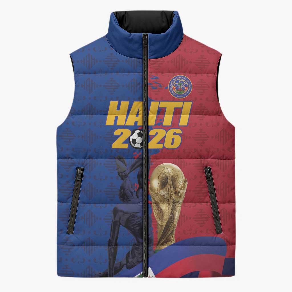 Custom Afro-Haitians Football Sleeveless Puffer Jacket Les Grenadiers 2026 World Football - Wonder Print Shop