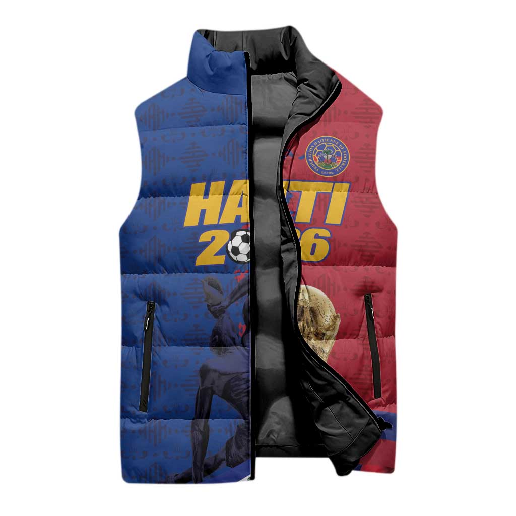 Custom Afro-Haitians Football Sleeveless Puffer Jacket Les Grenadiers 2026 World Football - Wonder Print Shop