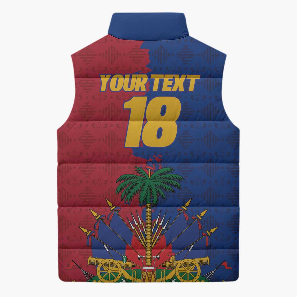 Custom Afro-Haitians Football Sleeveless Puffer Jacket Les Grenadiers 2026 World Football - Wonder Print Shop