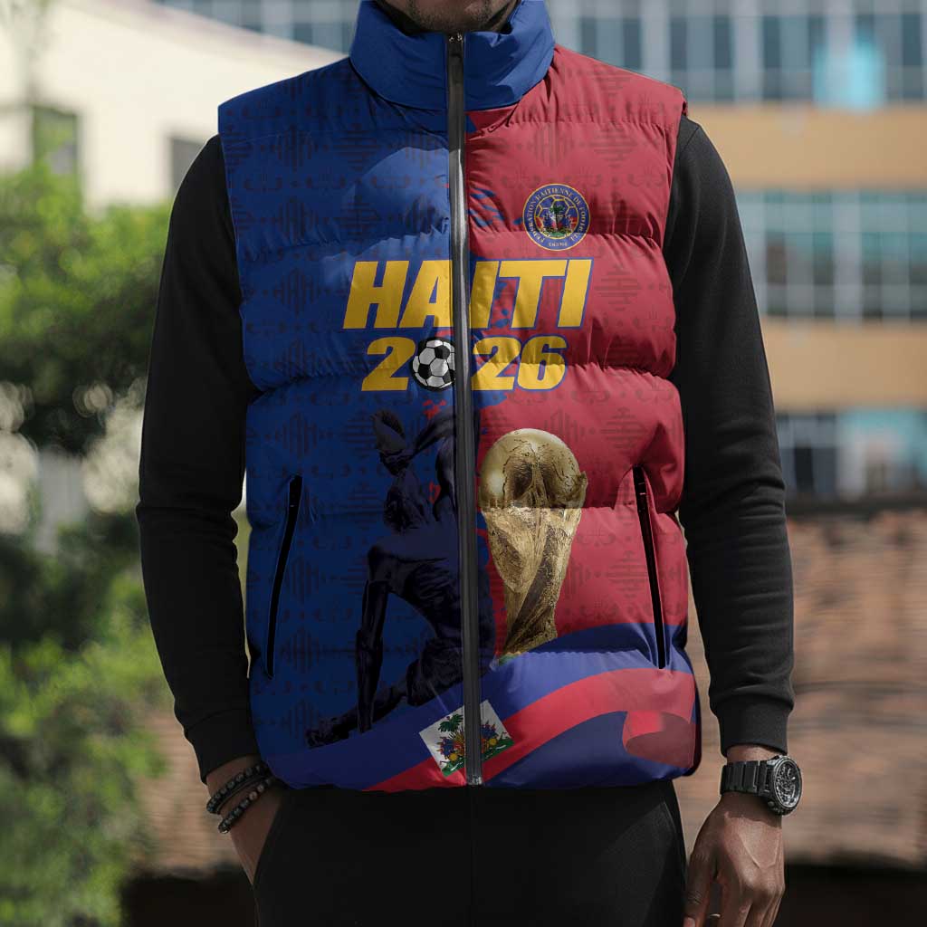 Custom Afro-Haitians Football Sleeveless Puffer Jacket Les Grenadiers 2026 World Football - Wonder Print Shop