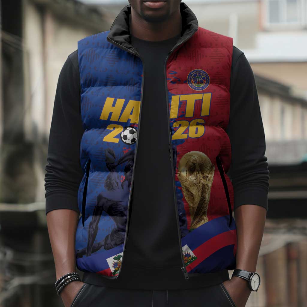 Custom Afro-Haitians Football Sleeveless Puffer Jacket Les Grenadiers 2026 World Football - Wonder Print Shop