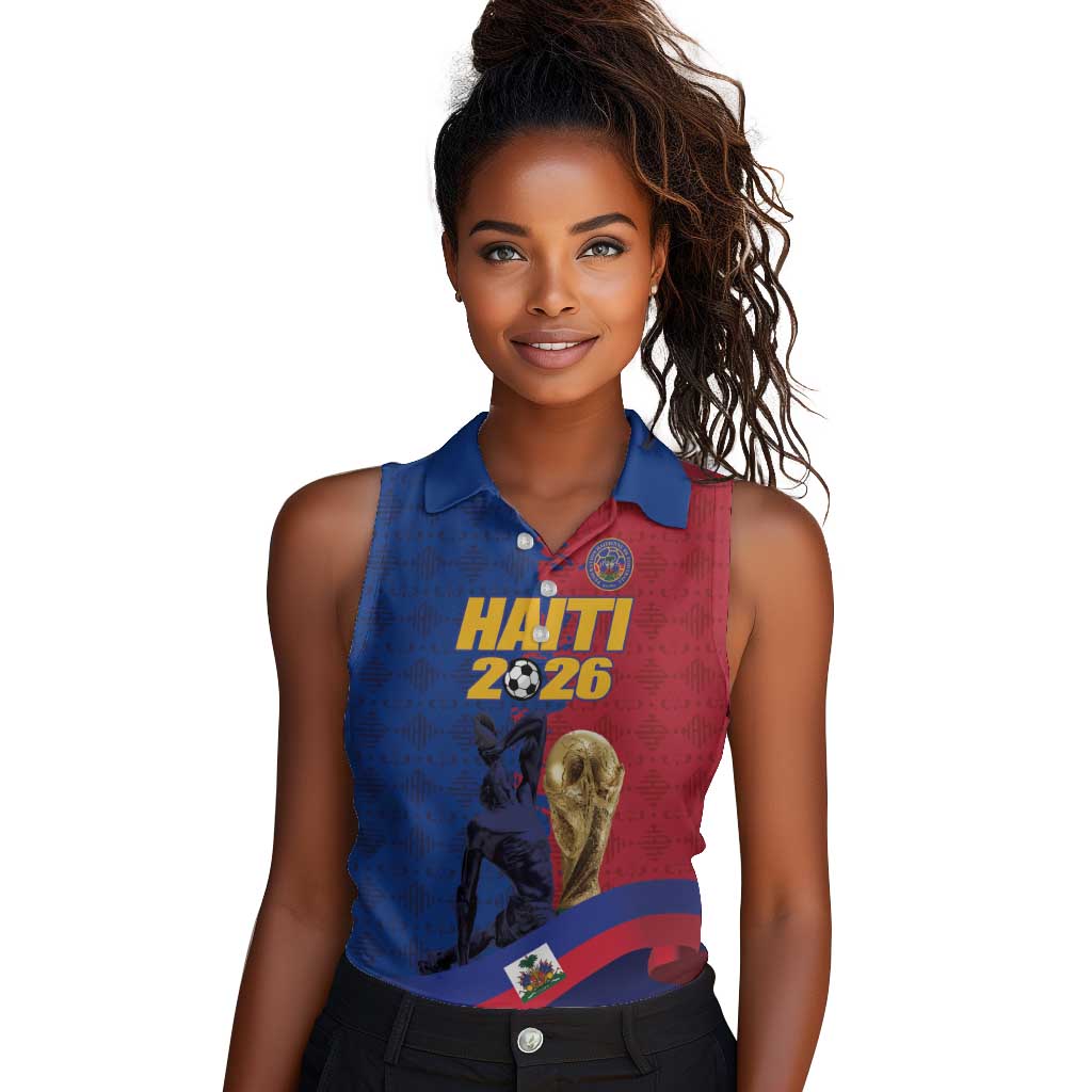 Custom Afro-Haitians Football Women Sleeveless Polo Shirt Les Grenadiers 2026 World Football - Wonder Print Shop