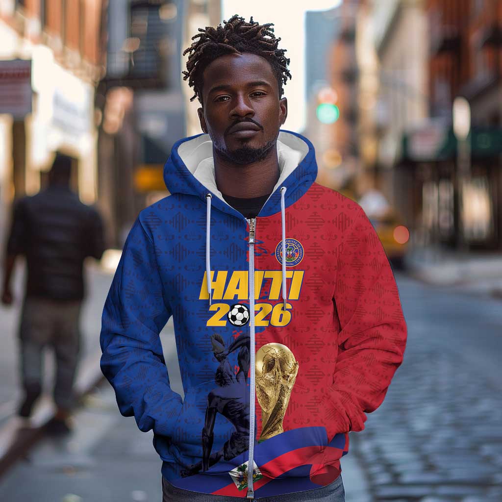 Custom Afro-Haitians Football Zip Hoodie Les Grenadiers 2026 World Football - Wonder Print Shop