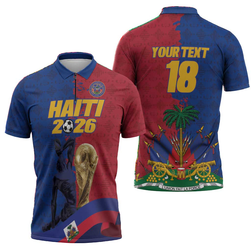 Custom Afro-Haitians Football Zipper Polo Shirt Les Grenadiers 2026 World Football - Wonder Print Shop