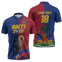 Custom Afro-Haitians Football Zipper Polo Shirt Les Grenadiers 2026 World Football - Wonder Print Shop