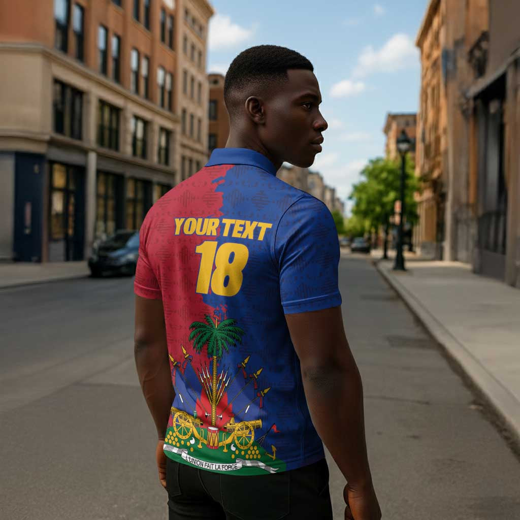 Custom Afro-Haitians Football Zipper Polo Shirt Les Grenadiers 2026 World Football - Wonder Print Shop