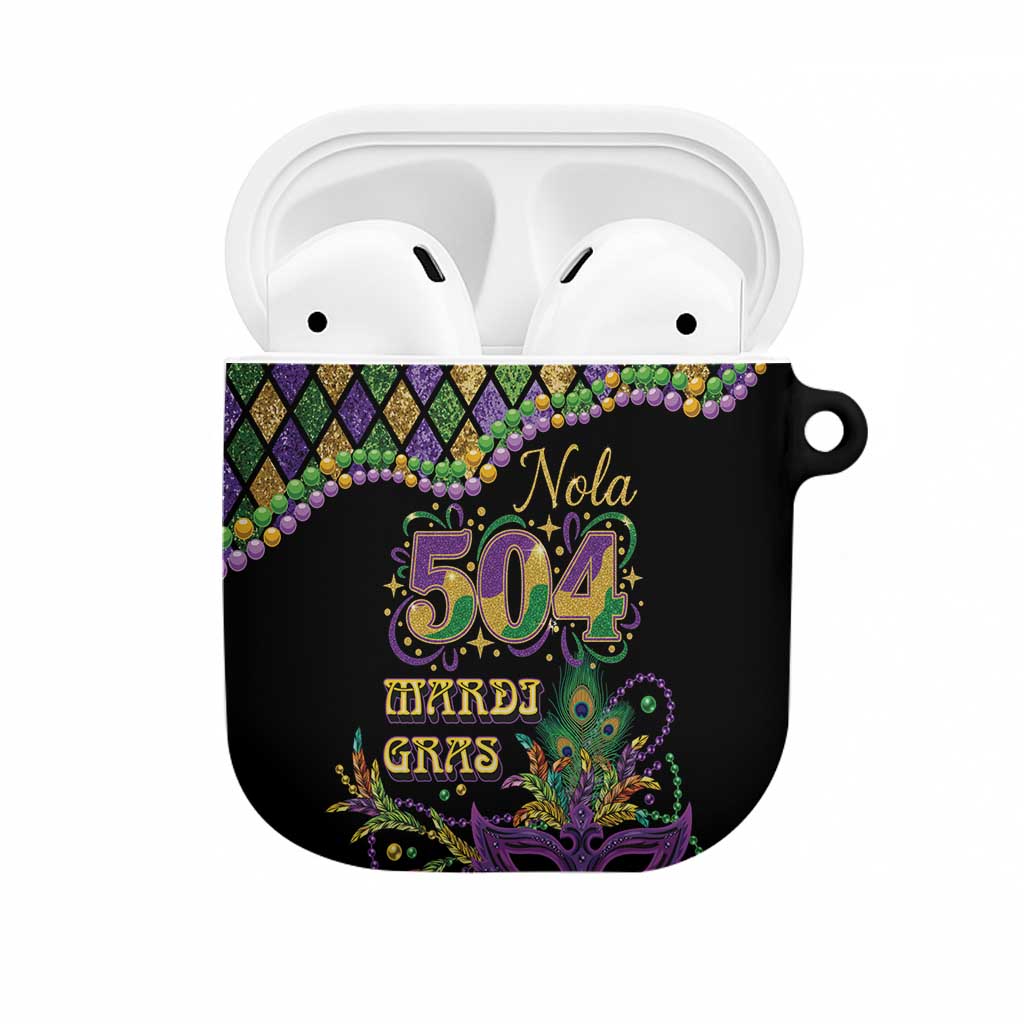 Mardi Gras 504 Nola New Orleans AirPods Case Mask Up Beads Out - Wonder Print Shop