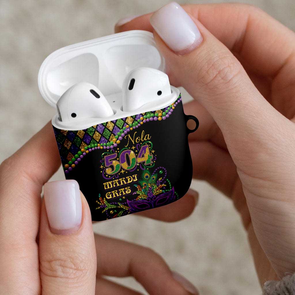 Mardi Gras 504 Nola New Orleans AirPods Case Mask Up Beads Out - Wonder Print Shop
