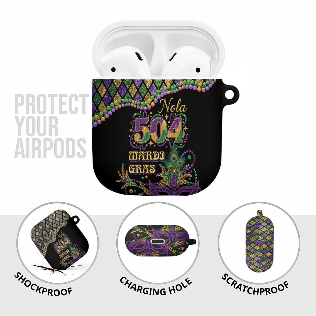Mardi Gras 504 Nola New Orleans AirPods Case Mask Up Beads Out - Wonder Print Shop