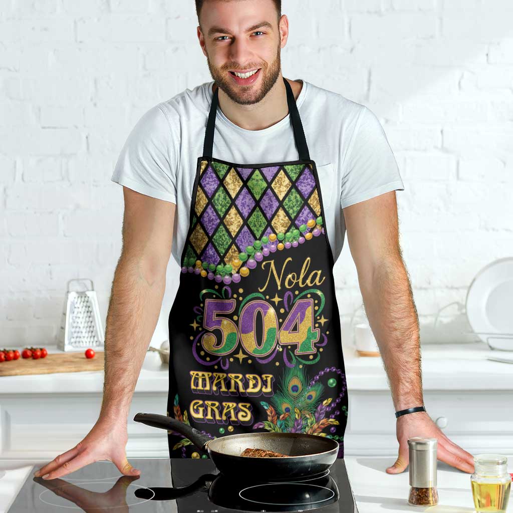 Mardi Gras 504 Nola New Orleans Apron Mask Up Beads Out - Wonder Print Shop
