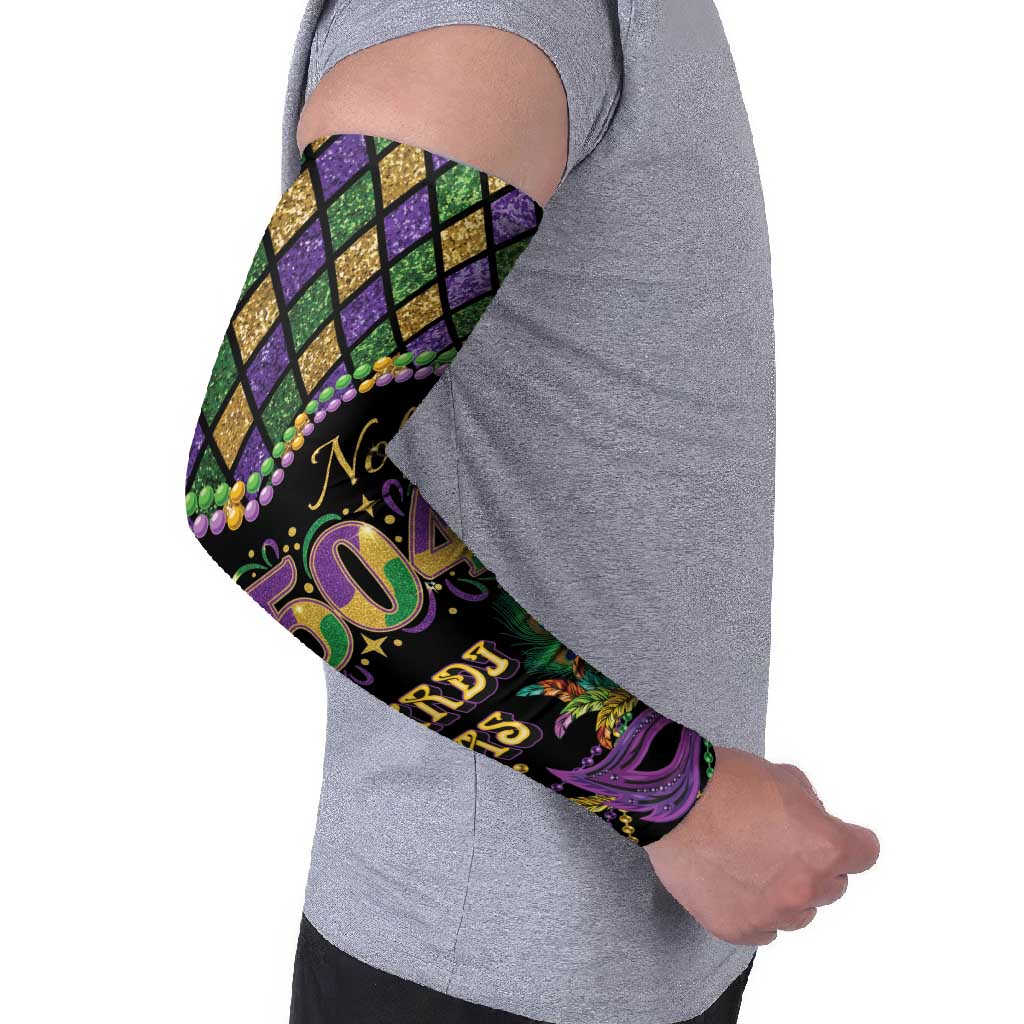 Mardi Gras 504 Nola New Orleans Arm Sleeves Mask Up Beads Out - Wonder Print Shop
