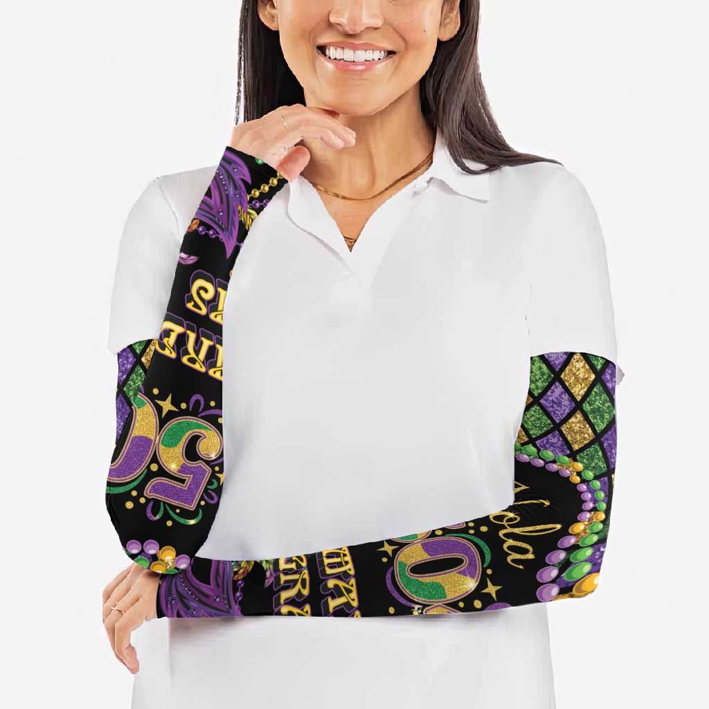 Mardi Gras 504 Nola New Orleans Arm Sleeves Mask Up Beads Out - Wonder Print Shop
