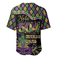 Mardi Gras 504 Nola New Orleans Baseball Jersey Mask Up Beads Out - Wonder Print Shop