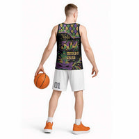 Mardi Gras 504 Nola New Orleans Basketball Jersey Mask Up Beads Out - Wonder Print Shop