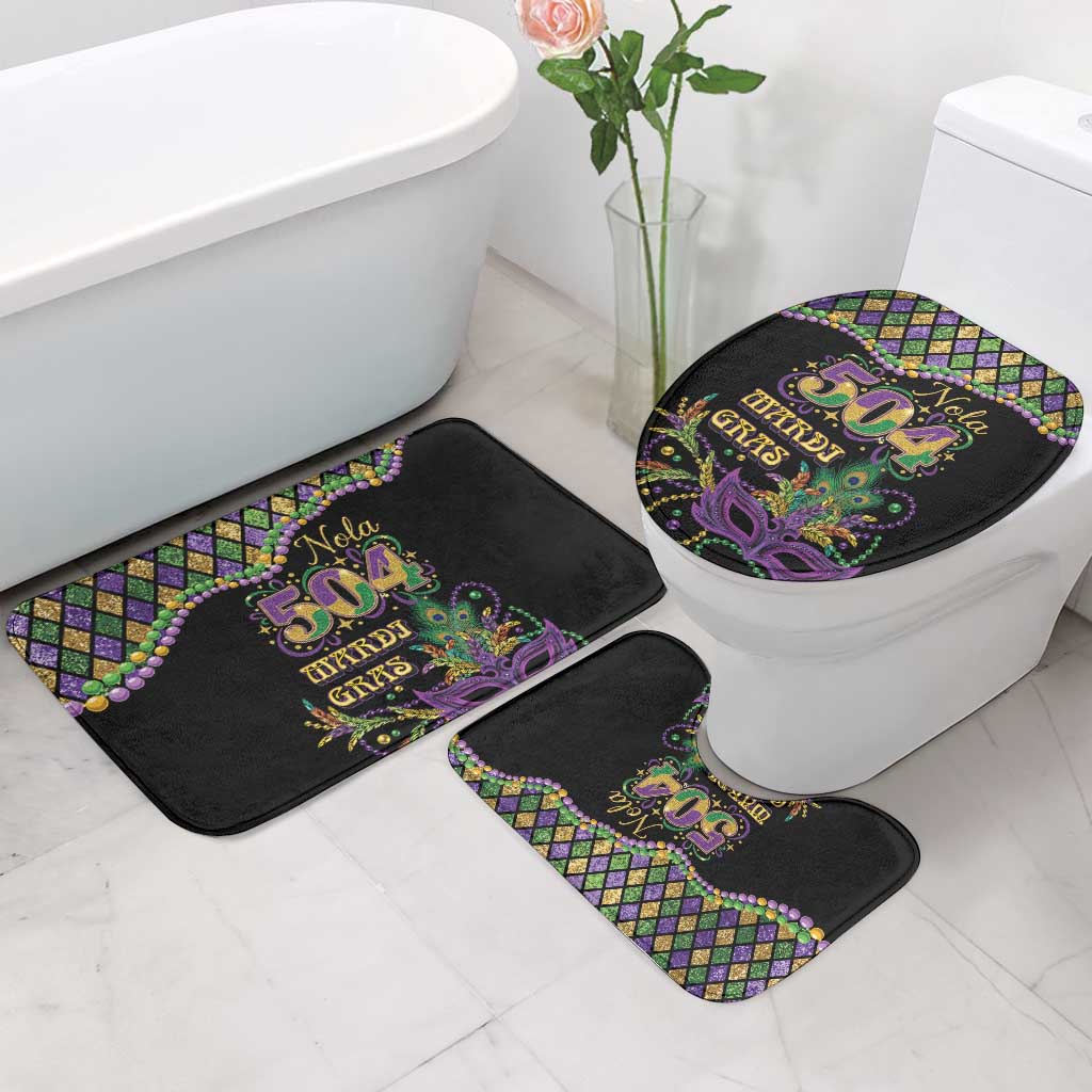 Mardi Gras 504 Nola New Orleans Bathroom Set Mask Up Beads Out - Wonder Print Shop