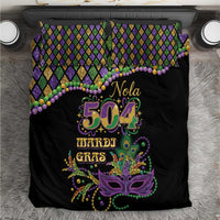 Mardi Gras 504 Nola New Orleans Bedding Set Mask Up Beads Out - Wonder Print Shop