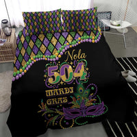 Mardi Gras 504 Nola New Orleans Bedding Set Mask Up Beads Out - Wonder Print Shop