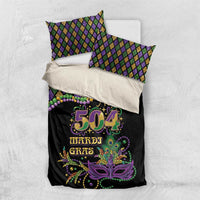 Mardi Gras 504 Nola New Orleans Bedding Set Mask Up Beads Out - Wonder Print Shop