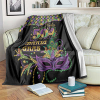 Mardi Gras 504 Nola New Orleans Blanket Mask Up Beads Out - Wonder Print Shop