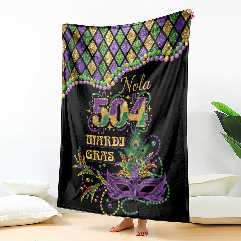 Mardi Gras 504 Nola New Orleans Blanket Mask Up Beads Out - Wonder Print Shop