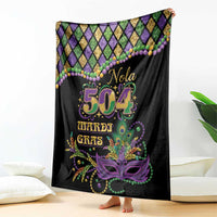 Mardi Gras 504 Nola New Orleans Blanket Mask Up Beads Out - Wonder Print Shop