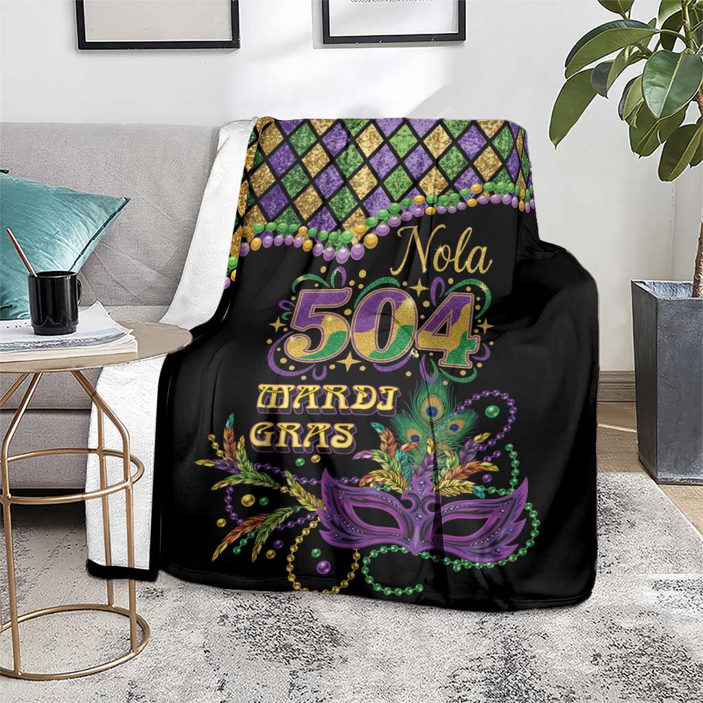 Mardi Gras 504 Nola New Orleans Blanket Mask Up Beads Out - Wonder Print Shop