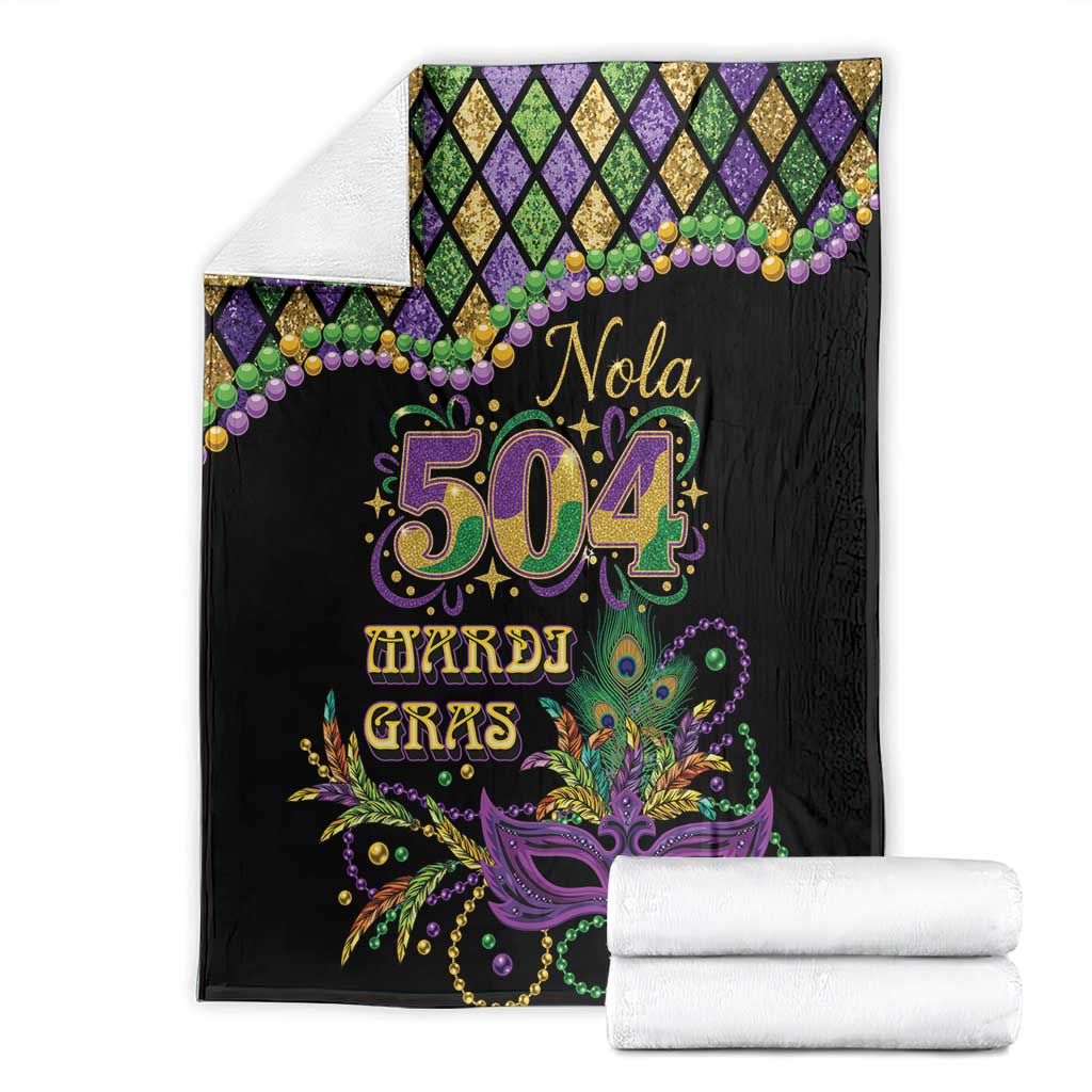 Mardi Gras 504 Nola New Orleans Blanket Mask Up Beads Out - Wonder Print Shop
