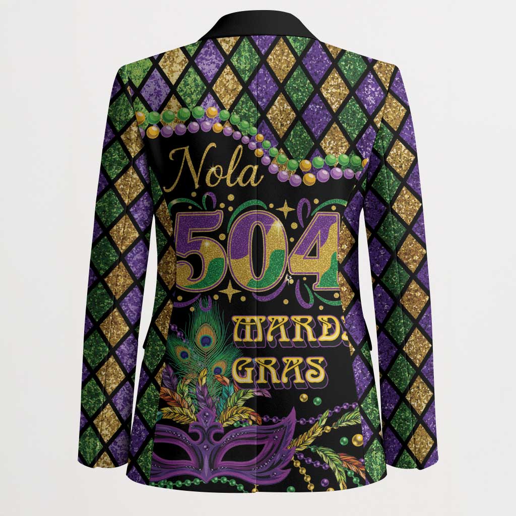 Mardi Gras 504 Nola New Orleans Blazer Mask Up Beads Out - Wonder Print Shop