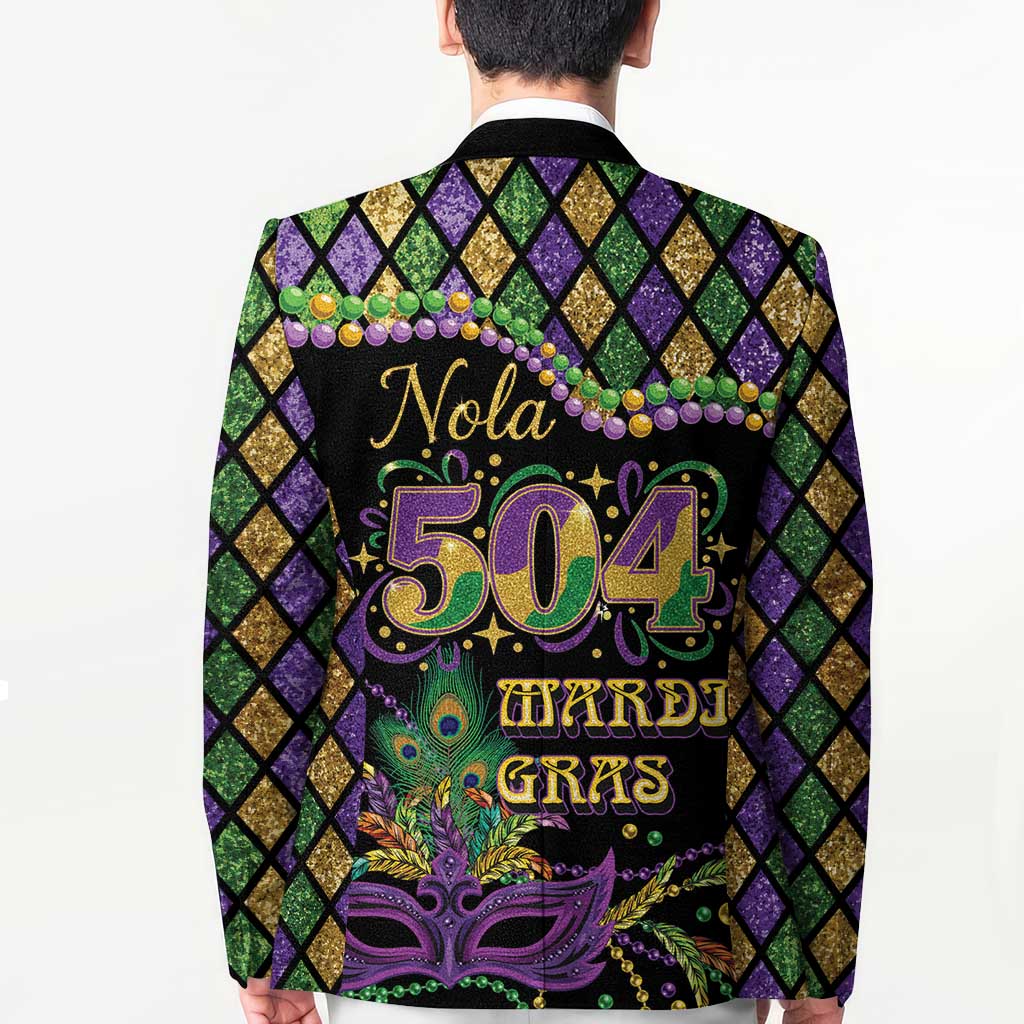 Mardi Gras 504 Nola New Orleans Blazer Mask Up Beads Out - Wonder Print Shop