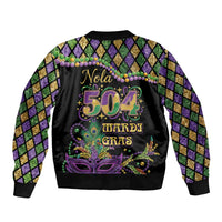 Mardi Gras 504 Nola New Orleans Bomber Jacket Mask Up Beads Out - Wonder Print Shop