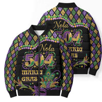 Mardi Gras 504 Nola New Orleans Bomber Puffer Jacket Mask Up Beads Out - Wonder Print Shop