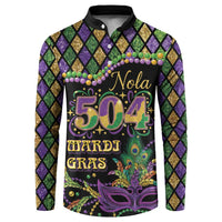 Mardi Gras 504 Nola New Orleans Button Sweatshirt Mask Up Beads Out - Wonder Print Shop