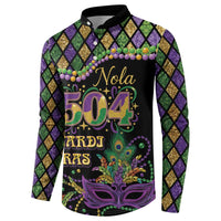 Mardi Gras 504 Nola New Orleans Button Sweatshirt Mask Up Beads Out - Wonder Print Shop