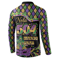 Mardi Gras 504 Nola New Orleans Button Sweatshirt Mask Up Beads Out - Wonder Print Shop