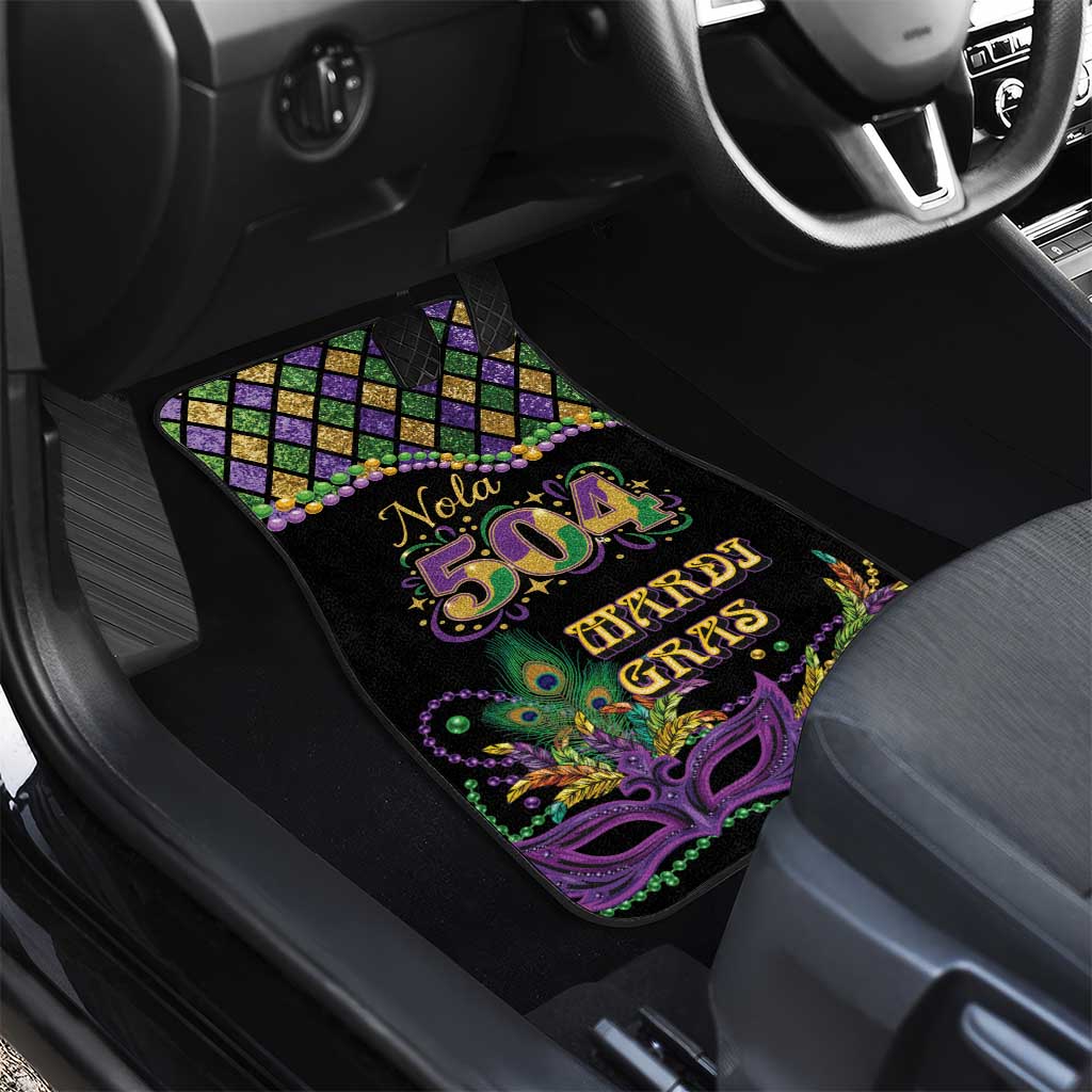 Mardi Gras 504 Nola New Orleans Car Mats Mask Up Beads Out - Wonder Print Shop