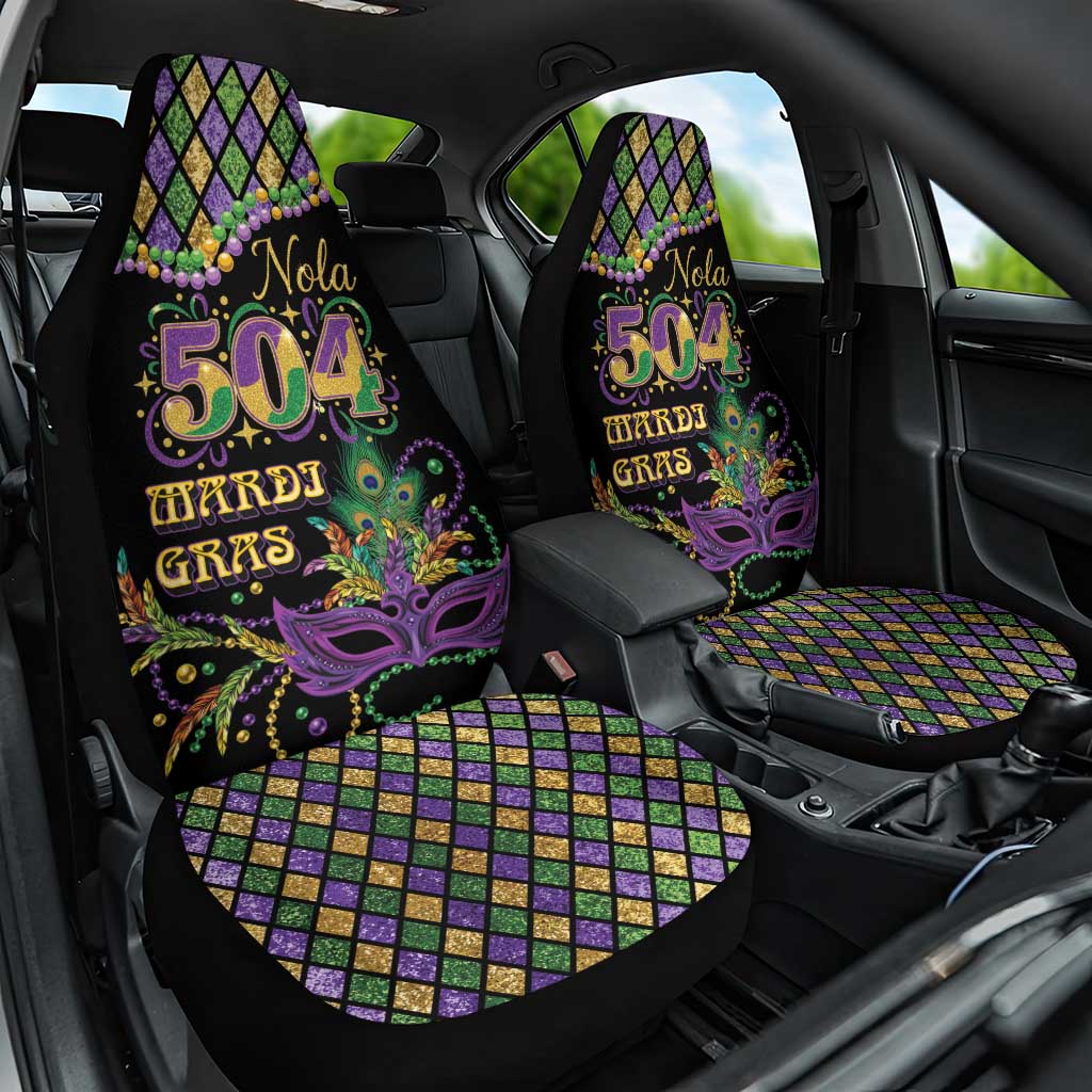 Mardi Gras 504 Nola New Orleans Car Seat Cover Mask Up Beads Out - Wonder Print Shop