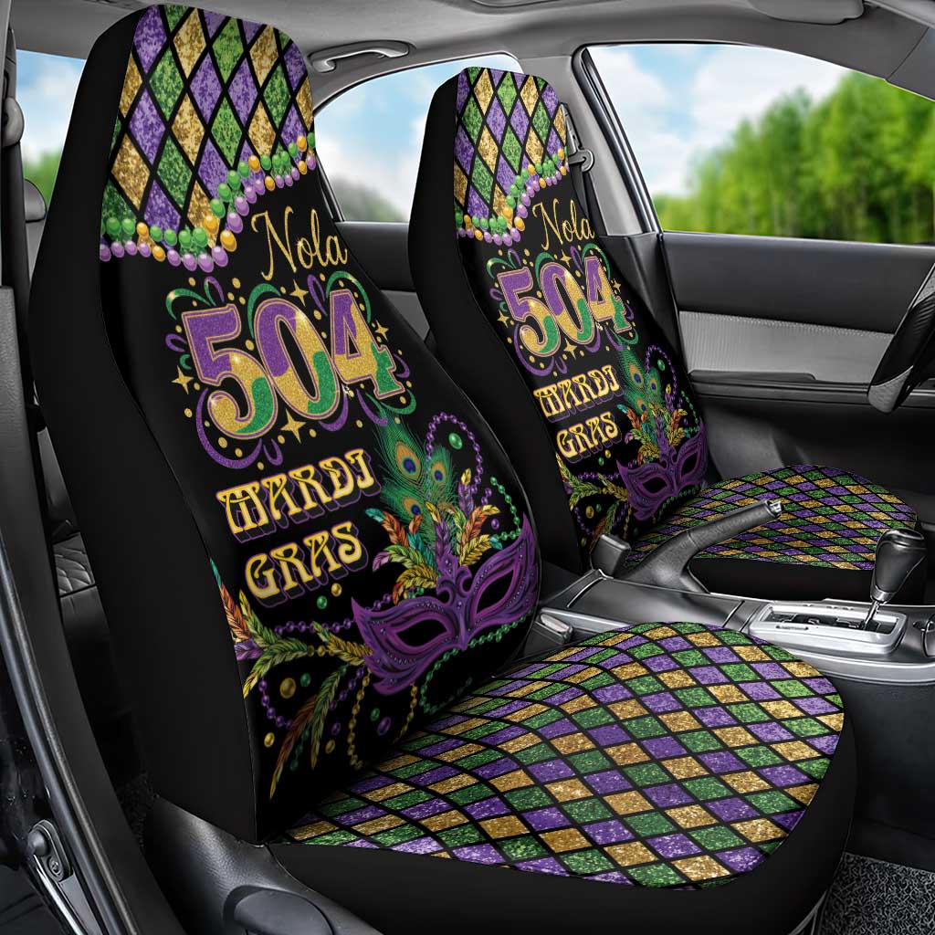 Mardi Gras 504 Nola New Orleans Car Seat Cover Mask Up Beads Out - Wonder Print Shop