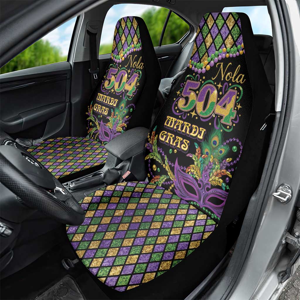 Mardi Gras 504 Nola New Orleans Car Seat Cover Mask Up Beads Out - Wonder Print Shop