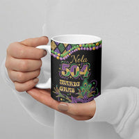 Mardi Gras 504 Nola New Orleans Ceramic Mug Mask Up Beads Out - Wonder Print Shop