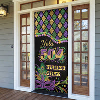 Mardi Gras 504 Nola New Orleans Door Cover Mask Up Beads Out - Wonder Print Shop
