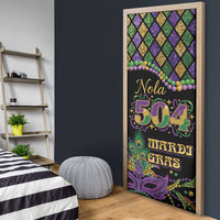 Mardi Gras 504 Nola New Orleans Door Cover Mask Up Beads Out - Wonder Print Shop