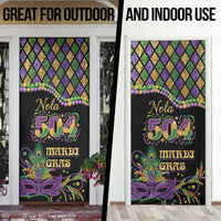 Mardi Gras 504 Nola New Orleans Door Cover Mask Up Beads Out - Wonder Print Shop