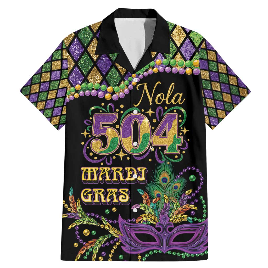 Mardi Gras 504 Nola New Orleans Family Matching Mermaid Dress and Hawaiian Shirt Mask Up Beads Out - Wonder Print Shop