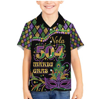 Mardi Gras 504 Nola New Orleans Family Matching Mermaid Dress and Hawaiian Shirt Mask Up Beads Out - Wonder Print Shop