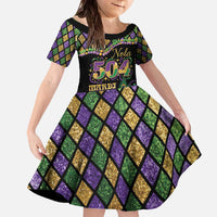 Mardi Gras 504 Nola New Orleans Family Matching Off The Shoulder Long Sleeve Dress and Hawaiian Shirt Mask Up Beads Out - Wonder Print Shop
