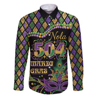 Mardi Gras 504 Nola New Orleans Family Matching Off The Shoulder Long Sleeve Dress and Hawaiian Shirt Mask Up Beads Out - Wonder Print Shop
